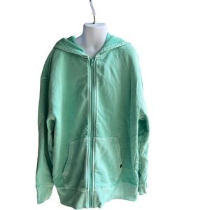 Art Class Girls Green Velour Hooded Full Zip Jacket Sz L 10/12